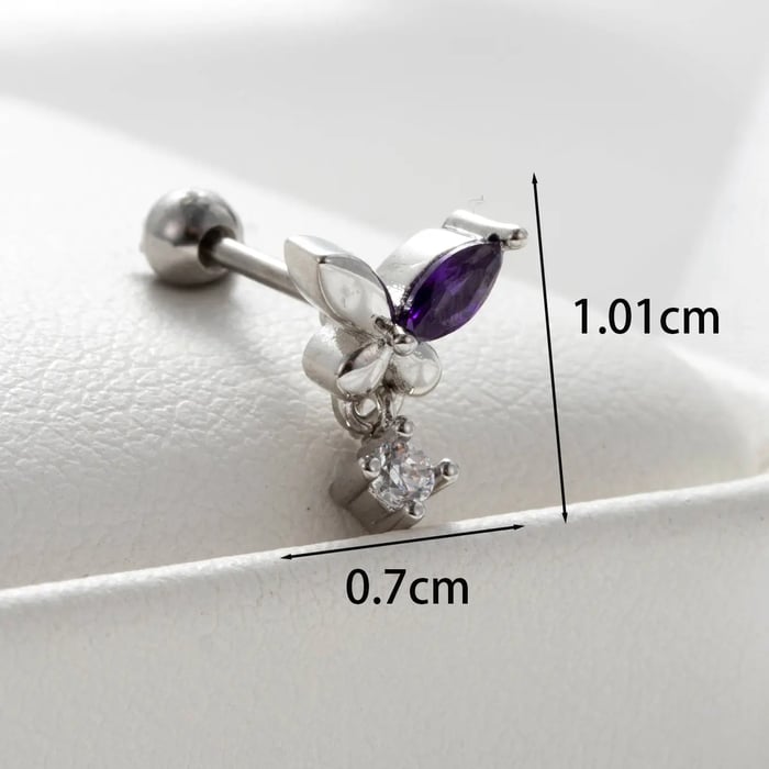 1 Piece Simple Series Classic Butterfly Titanium Steel Silver Color Material Zircon Women's Dangle Earrings 